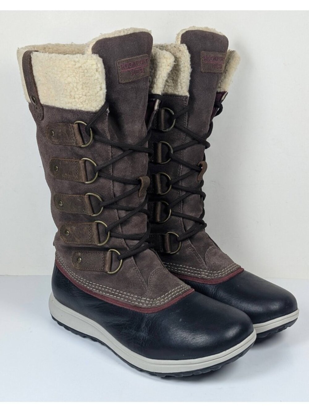 Rockport XCS Britt Waterproof Leather Brown Winter Boots Womens Size 7 US Lined